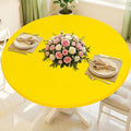 Round Spandex Tablecloth, Elastic Fitted Waterproof Tablecloths for 45"-56" Tables, Stretch Washable Picnic Table Cover for Camping, Dining, Indoor and Outdoor, Yellow