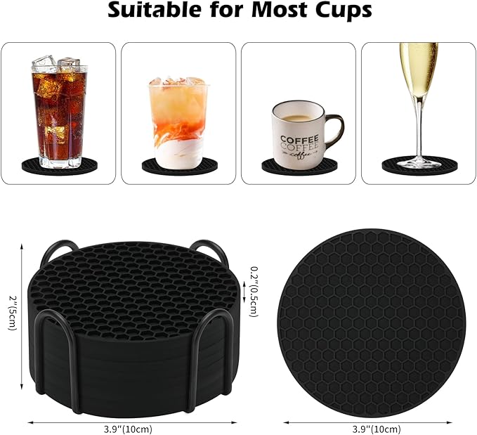 TWTLi 8-Pack Silicone Drink Coasters - Image 2