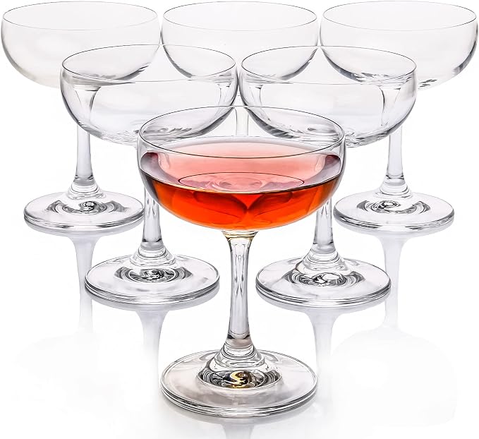 FAWLES Crystal Coupe Glasses, 7 Ounce, Elegant Short Stem Design, Sweet Wine by FAWLES