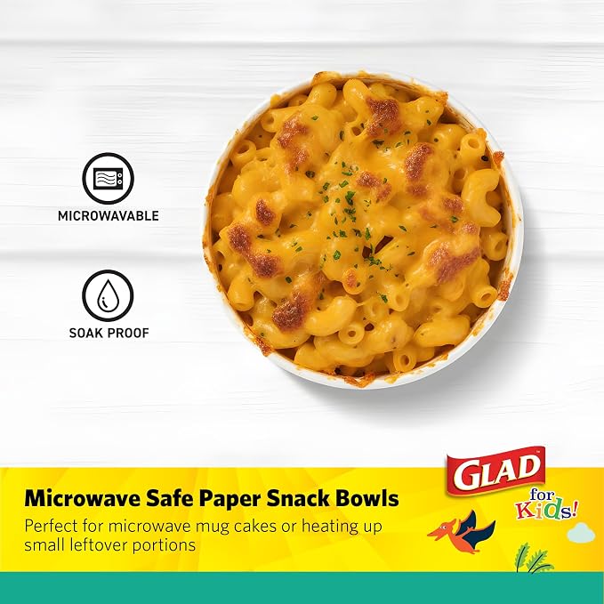 Glad for Kids Mini Disposable Paper Bowls, 6 Oz, colorful dino design, no lids - Image 3