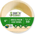 6" Areca Palm Leaf Round Bowls Compostable Biodegradable Eco-Friendly Bowls Natural Disposable Bowls, Perfect for Picnic Catering, Dessert, and Wedding (Pack of 50)