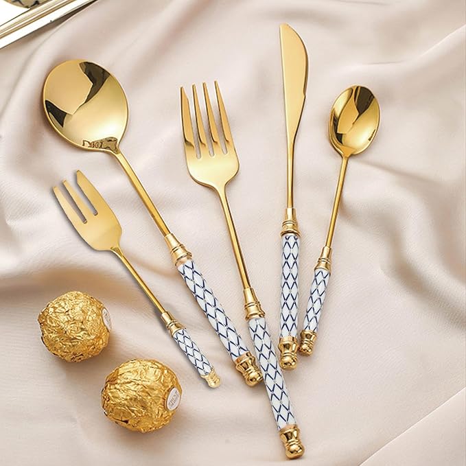 30-piece Silverware Set With Ceramic Handle, Premium Food Grade Stainless Steel Flatware Sets, Mirror Polished Cutlery Set, Dishwasher Safe (for 6 People)