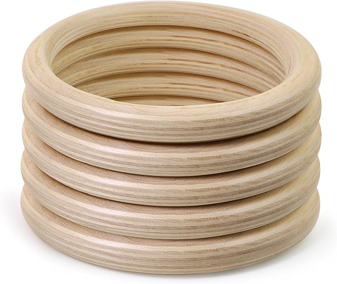 FoDau770 5pcs Natural Beech Wooden Rings, Unfinished Solid Wood Rings Heavy by FoDau770