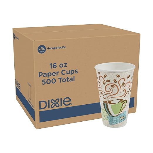Dixie PerfecTouch 16 oz Paper Coffee Cups By GP PRO, Coffee Haze Design by Georgia-Pacific