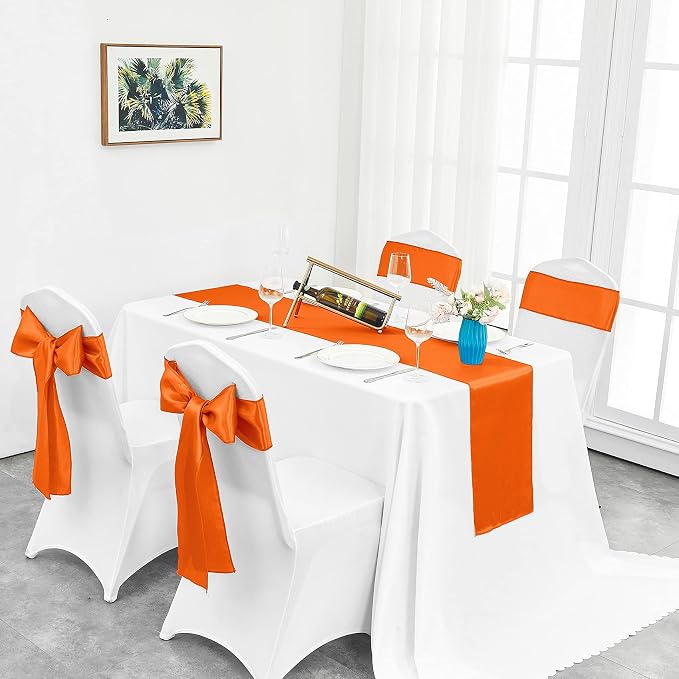 10-Pack Orange Satin Table Runner 12 x 108 Inch Long Bright and Smooth Silk - Image 5