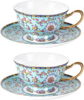 KAMMAK Tea Cups and Saucers Set of 2, Porcelain Coffee Cups, JBE021 | Stackable by KAMMAK