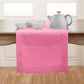 Solino Home Linen Table Runner 36 Inches - 100% Pure Linen Flamingo Pink Hemstitch Table Runner 14 x 36 Inch Ideal for Dresser and Coffee Tables, Valentines, Spring, Easter - Classic Hemstitch