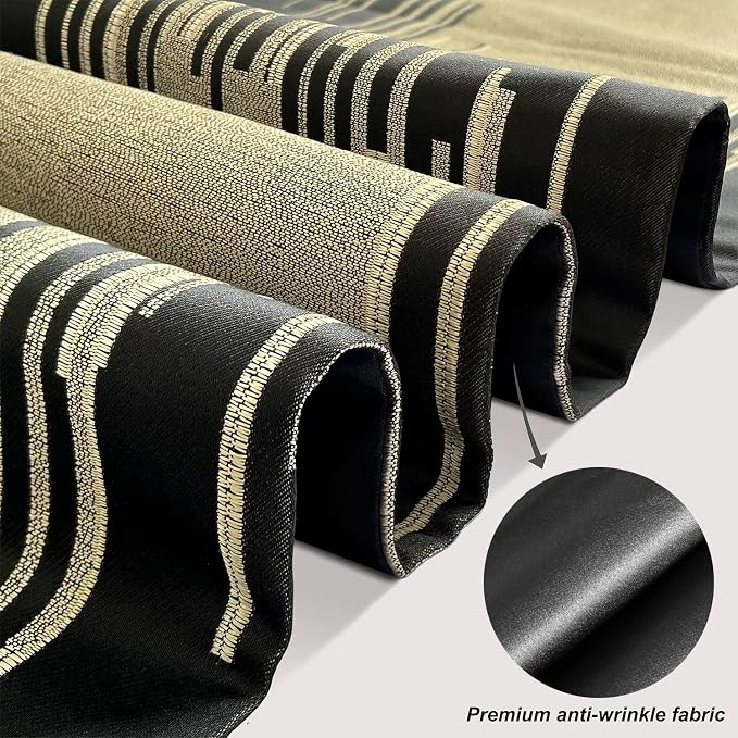 Modern Black Table Runner, Abstract Geometric, Tassel - Image 2