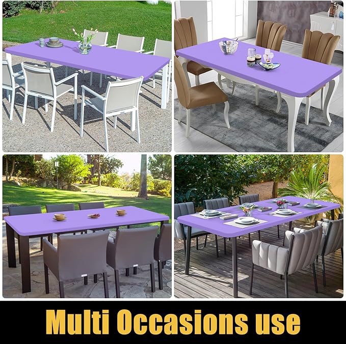 Smiry Rectangle Picnic Table Cloth, Waterproof Elastic Fitted Tablecloths for 4 Foot Tables, Washable Polyester Table Cover for Camping, Indoor and Outdoor (Lavender, 24"x48")