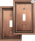 Henne Bery Sunken Pearls Heavy Duty Decorative Wall Plate Switch Plate Outlet Cover (Single Toggle, 2 Pack, Antique Copper)