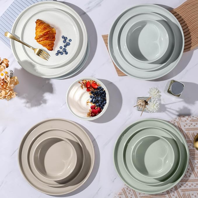 LIANYU 12 Piece Ceramic Dinnerware Set, Stoneware Dinner Dish Set - Image 6