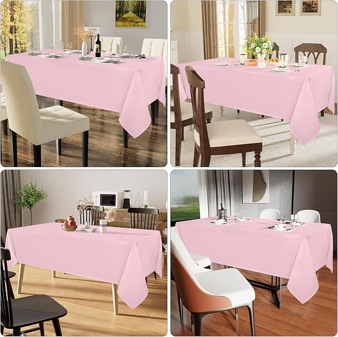 Smiry Rectangle Table Cloth, Waterproof Anti-Scratch Polyester Tablecloth, Decorative Washable Fabric Table Cover for Dining, Buffet, Parties and Outdoor, 52x70, Pink