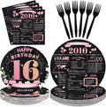 96Pcs 16th Birthday Party Decorations, Serves 24 | Rose Gold Plates and Napkins by Greencian