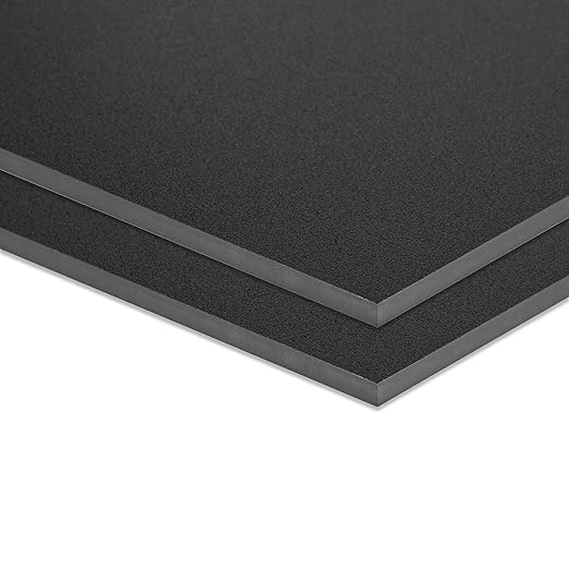 ABS Plastic Sheet 18" x 24" x 1/4" Thick (6mm) Black Rigid Moldable Thermoplastic Board for Crafts, DIY Projects, Home Decor - Textured & Smooth Surface, Pack of 2