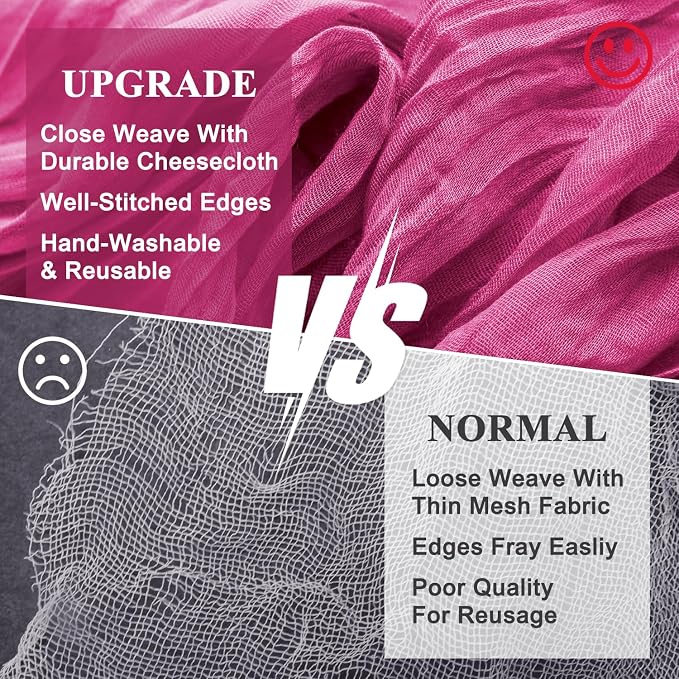 Cheesecloth Table Runner Fushia 10FT Boho Gauze Runner - Image 4