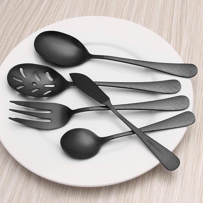 Matte Black Serving Set, sharecook 5-Piece 18/0 Stainless Steel Large Hostess - Image 6