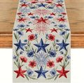Patriotic Stars Table Runner Independence Day Linen Style Celebration Design by Peconal