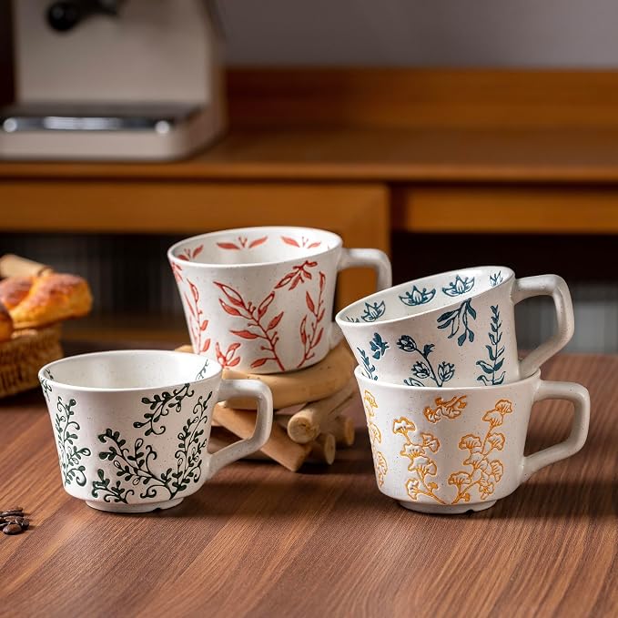 Ceramic Mugs 11 oz Unique Luxurious Cups Set of 4, Mug - Image 3
