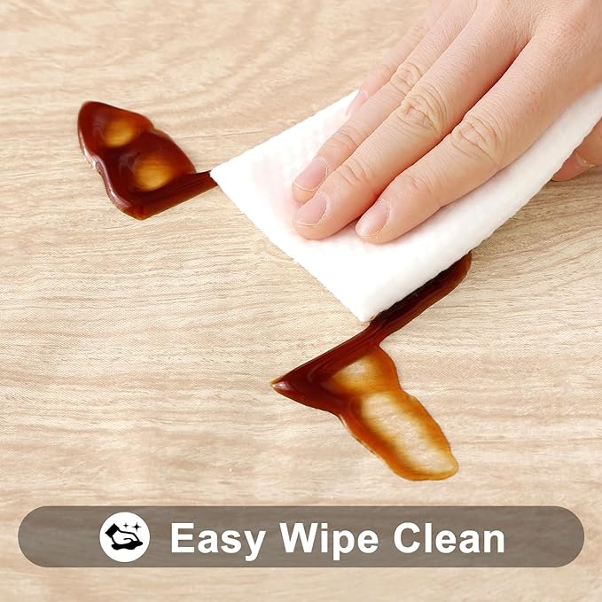 Smiry Rectangle Table Cloth Cover, Waterproof Elastic Fitted Picnic Tablecloth for 5 Foot Tables, Wipeable Flannel Backed Vinyl Tablecloths for Camping, Dining, Outdoor (Beige Wood, 30" x 60")