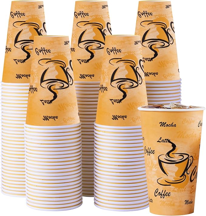 Lamosi 180 Pack 16 oz Coffee Cups, Disposable Paper Cups No Lids | Leakproof by BuyNow