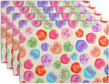 Valentine Pink Love Heart Candy Placemats Set of 4 Valentines Seasonal Table Mats Resistant Washable Dinner Mats for Outdoor Home Party Kitchen Dining 12x18 Inch