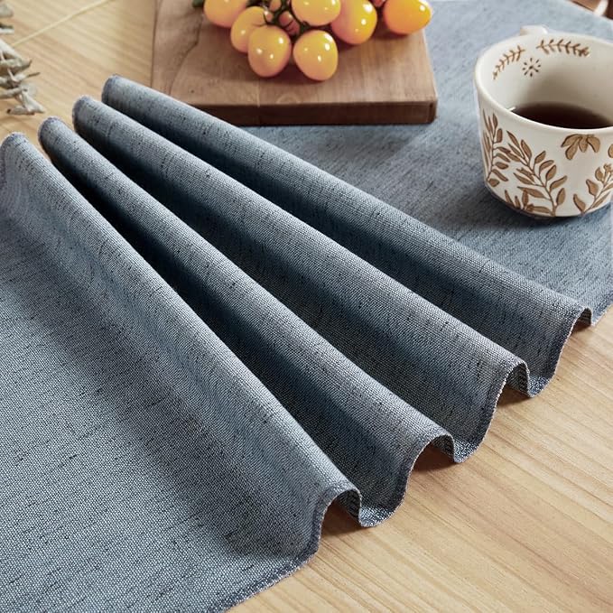 Cotton Linen Table Runner, 13x72 Inch, Dusty Blue - Image 5