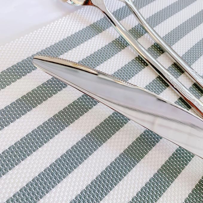 Silverware Set Service for 10, IKXO 40-Piece Modern Stainless Steel Flatware - Image 3