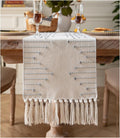 Boho Table Runner 13 x 60 Inch Long Natural Cotton Woven Runner by Caflife