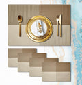 Placemats Set of 4 Vinyl Washable Coffee Square Placemats, 18"x12" Wipeable Heat-Resistant Non-Slip Easy Clean Table Mats Ideal for Dining Table Table Runner and Outdoor (4, Coffee Square)