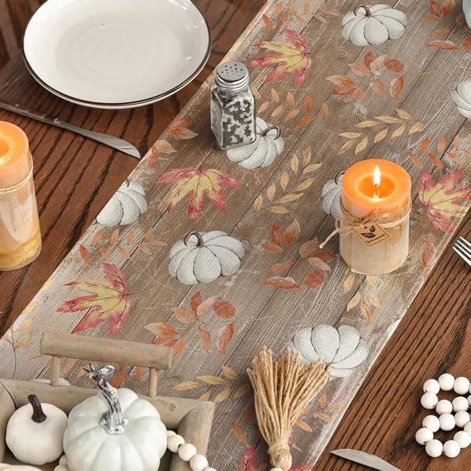 Artoid Mode 210 GSM Fall Table Runner 13x90 Inch Home Party Decor | Pumpkins - Image 4