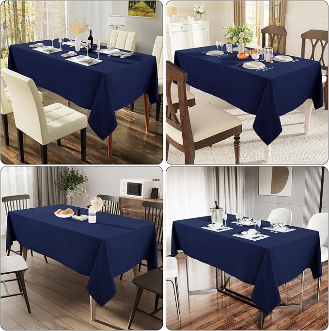 Smiry Rectangle Table Cloth, Waterproof Anti-Scratch Polyester Tablecloth, Decorative Washable Fabric Table Cover for Dining, Buffet, Parties and Outdoor, 60x120, Navy