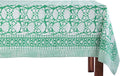 ATOSII Meadow Green 100% Cotton Rectangle Boho Tablecloth, Handblock Floral Table Cloth Linen for Kitchen Dining I Parties Wedding Outdoors Picnis I 72 X 120 Inches I 10 Seater