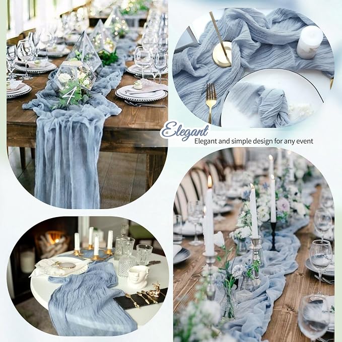 12 Pack Dusty Blue Cheesecloth Table Runner 10Ft, Gauze Table Runners 21.5 x - Image 6