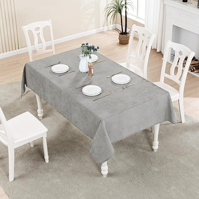 BALCONY & FALCON Rectangle Tablecloth Washable Wrinkle Resistant and Water Proof Table Cloth Decorative Linen Fabric Tablecloths for Dining Parties Kitchen Wedding and Outdoor Use (Opal Gray, 57x118)