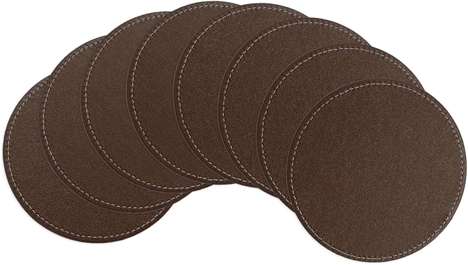 uxcell Round Drink Coasters Set of 8 White Stitched Dual Sided Non-Slip by uxcell