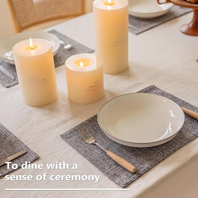 Home Brilliant Linen Placemats Set of 4 Heat Resistant Washable Placemats for Parties Buffet Dinner, 13 x 19 inches, Ash Grey