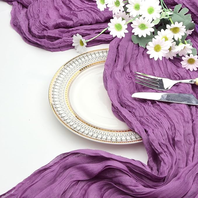 12 Pack Purple Cheesecloth Table Runner 35 x 120 Inch | Boho Gauze Cheese Cloth - Image 7