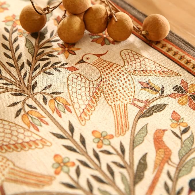 bilin gaier Designer French Linen Small Table Runner, Floral Pattern, Dining - Image 3