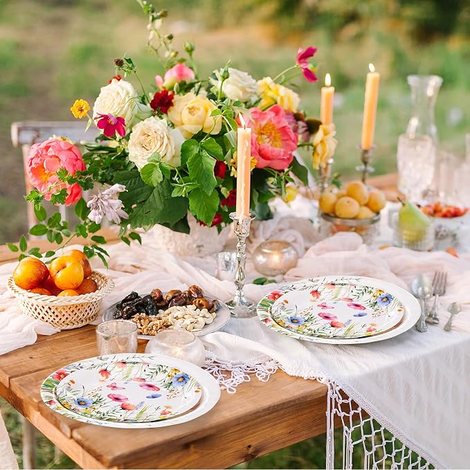 250 Pcs Wildflower Party Decorations Include Spring Summer Floral Paper Plates - Image 5