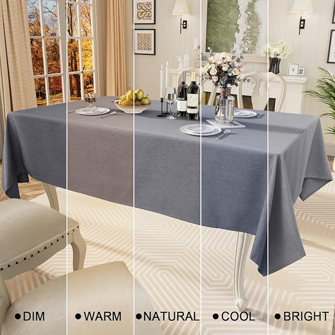 Smiry Square Table Cloth Linen Textured, Waterproof Spillproof Anti-Wrinkle Burlap Tablecloth, Washable Decorative Fabric Table Cover for Dining, Party, Banquet, 54 x 54 Inch, Grey