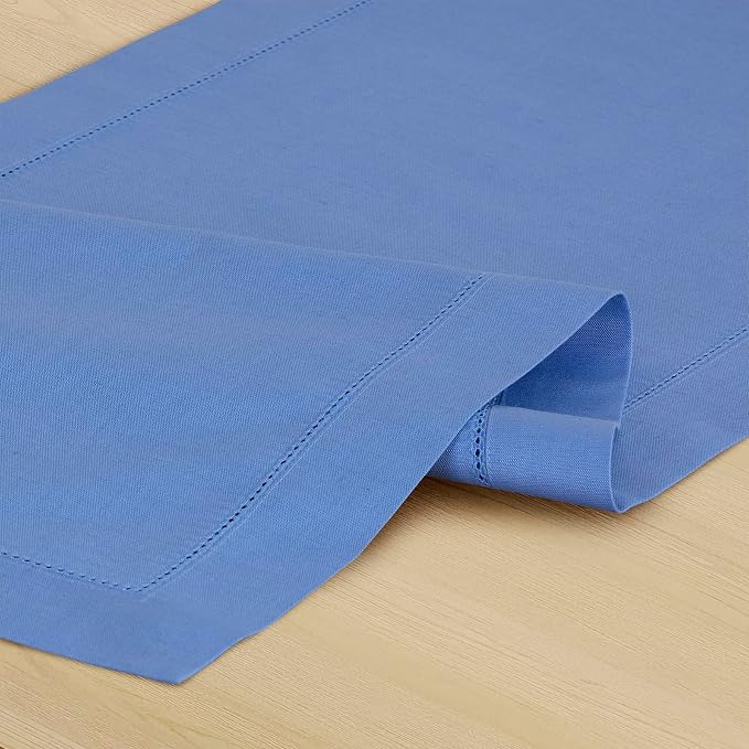 Solino Home Cotton Linen Table Runner Blue, Hemstitch Collection 14 x 60 in | - Image 8