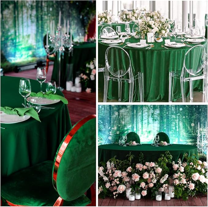 8 Pack Round Tablecloth 120 Inch Cloth Green Table Cloth for Round Tables, Washable Polyester Tablecloth Stain and Wrinkle Resistant Decorative Table Cover for Wedding Party Dining Banquet