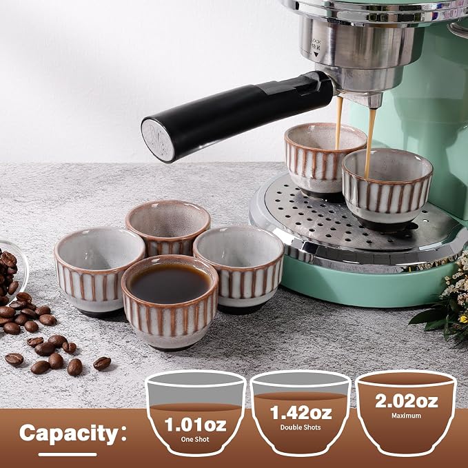 Ceramic Espresso Cup set of 6, One Shot Coffee Cups, Tiny Cofffee Mugs Demitasse - Image 3