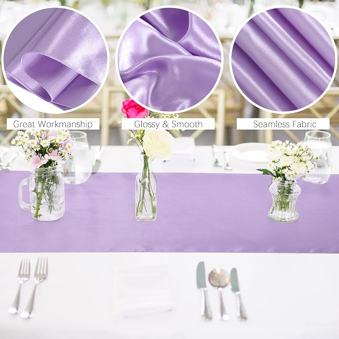 Aneco 4 Pack Satin Table Runner 12 x 108 Inch Pastel Rainbow Long Bright Silk - Image 3