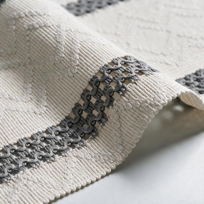 Artoid Mode Dark Grey Stripe Woven Rustic Table Runner 12x120 Inch | Holiday - Image 6