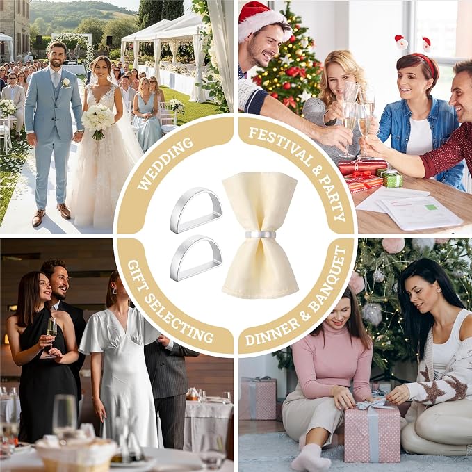 Suream Napkin Rings Bulk, D-Shape Napkin Holders Rings - Image 6