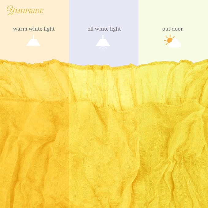 YMHPRIDE 12 Pack Cheesecloth Table Runner 35x120in Yellow Table Runner | Boho - Image 5
