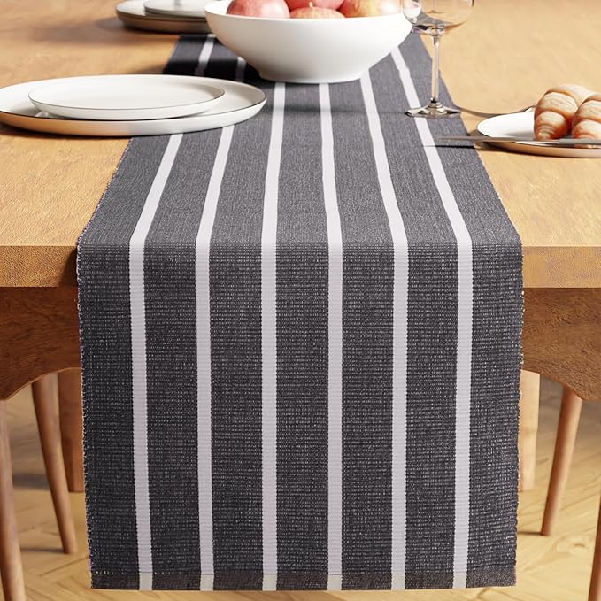 Encasa XO Dining Table Runner 13"x59" | Yarn Dyed Fine Ribbed Cotton | Roma by EncasaXO