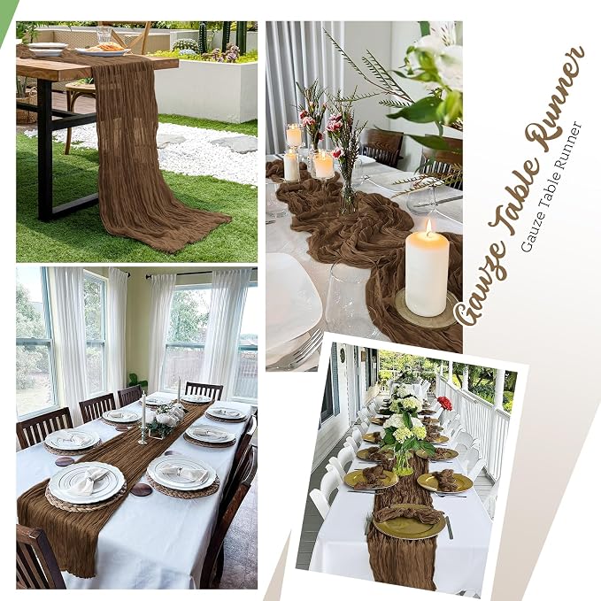 8 Pack Brown Cheesecloth Table Runners 20x120 Inch Gauze Table Runner Cheese - Image 5