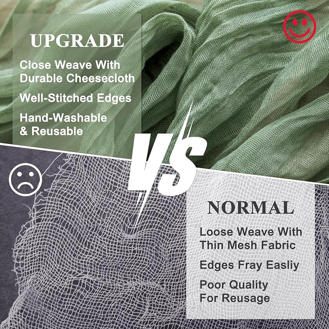 Cheesecloth Table Runner Sage Green 10FT Boho Gauze, 12 Pack | 120 Inch Cheese - Image 4